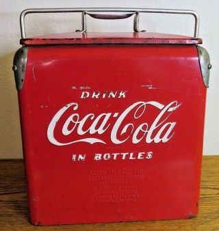 Vintage 1950s Coca Cola Cooler Acton Mfg Co With Bottle Opener & Drain Plug