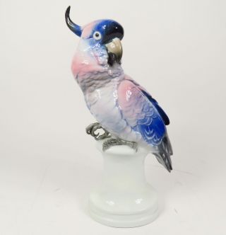 Vintage Karl Ens Blue And Pink Volkstedt Porcelain Large Parrot 14.  5 " Tall