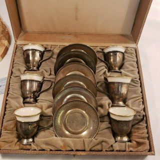 Sterling Silver Demitasse Espresso Cup & Saucer Set