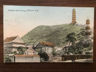 China Old Postcard Pagoda Near Peking Canton To Germany 1907