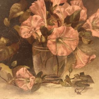 Antique English 1800’s Oil Painting Of Flowers—lovely & Vintage Still Life