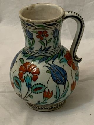 Iznik Style Under Glazed Painted Pottery Jug,  France Or Italy,  19