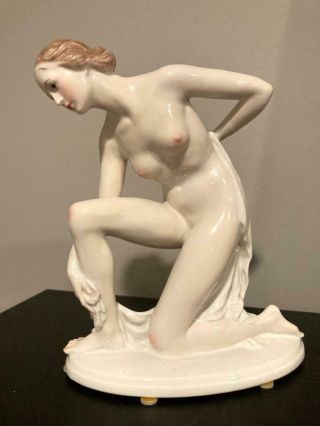 Rosenthal Art Deco 8.  5 " Nude Figurine " After The Bath " Karl Lysek