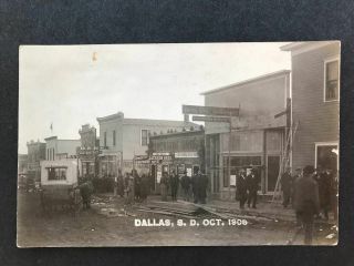 Rppc - Dallas Sd - 1908 - Land Registration Office - Stores - Bank - Old West - Gregory Co