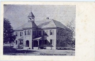 Old West Grove Pa Public School Avondale The Herald Pub Chester County Postcard