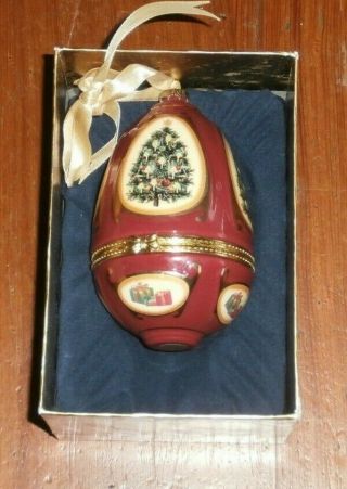 Mr Christmas Music Box Egg Shaped Ornament Vintage Plays " Silent Night "