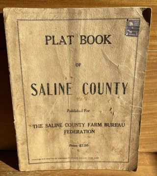 Vintage Plat Book Of Saline County Nebraska Mailed With 3 Cent Stamp