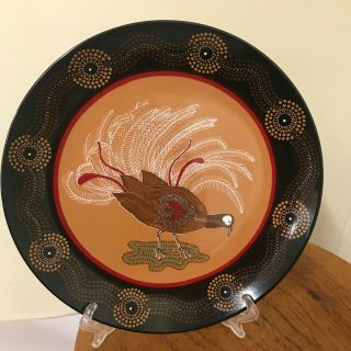 Westminster - Vintage Tobwabba Authentic Aboriginal Art Lyre Bird Plate 205 Mm