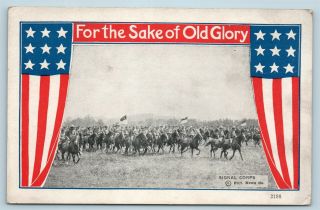 Postcard Patriotic For The Sake Of Old Glory Ww1 Era Cavalry Picture Ab9