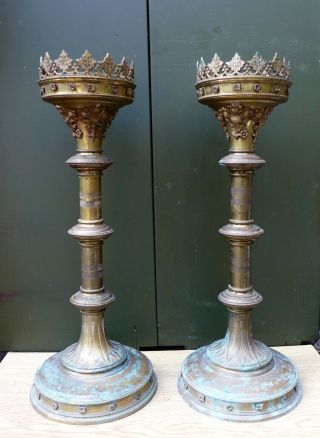 Antique Large Candlesticks,  Belgium/dutch Period Neo Renassainse