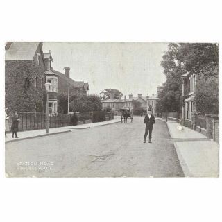 Biggleswade Station Road,  Old Postcard Postally 1907