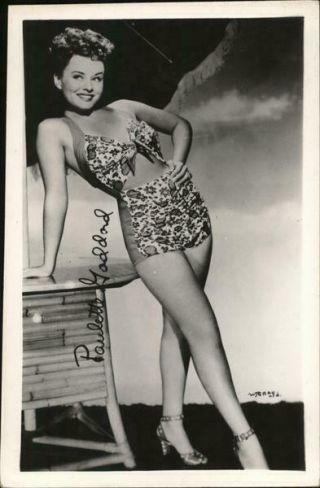 Actress Rppc Paulette Goddard Swimsuit/pinup Real Photo Post Card Vintage