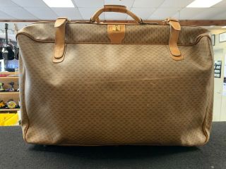 Vintage Gucci Monogram Leather Suitcase Luggage Travel Bag Large