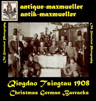 China Qingdao Tsingtau Seebataillon Christmas German Barracks Orig Photo ≈ 1908