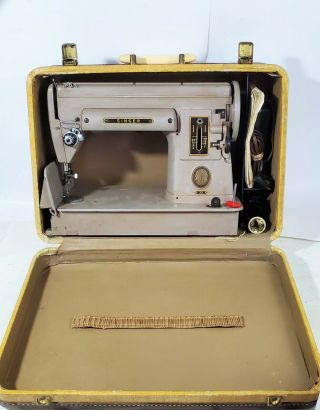 Vintage Singer Sewing Machine 301 With Case,  Pedal And Buttonholer