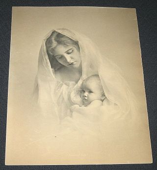Antique 1899 Joseph Knaffl Bros Madonna & Child 7 " X 9 " Black & White Photo