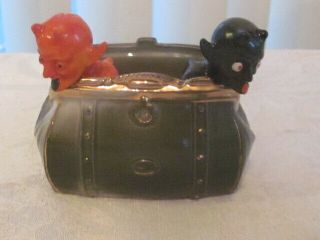 Rare Antique German Devils In Bag Pig Fairing Figurine Match Holder Ex