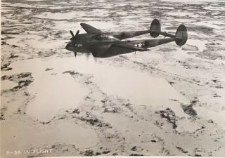Photo 8x10” Us Army Air Corp P 38 In Flight Over Alaska Ww2