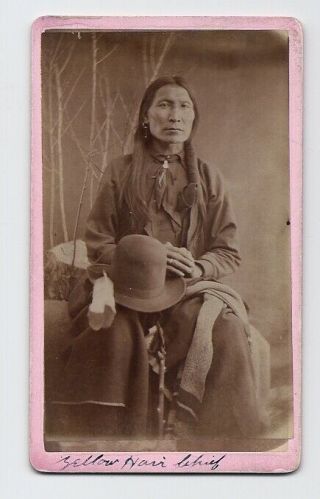 Yellow Hair Chief Indian Native - American Cheyenne W.  R.  Cross Nebraska 1870s Cdv