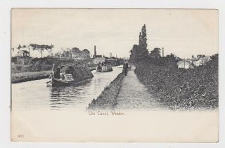 Old Card Barges On Grand Union Canal Weedon 1905 Northampton Flore Duplex