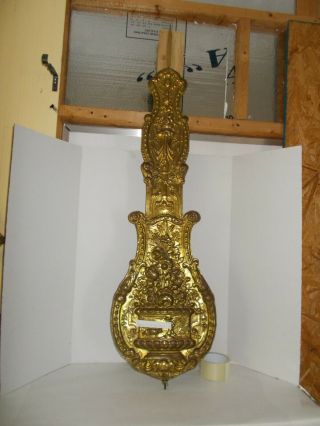 Antique French Wall Clock Morbier Brass Pendulum 45 1/2 "