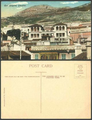Gibraltar Old Colour Postcard Civil Hospital Buildings Medical Hill Benzaquen Co