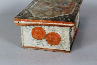 RARE 19TH C PA GERMAN FOLK ART PAINTED FLORAL POMEGRANATE DECORATED DOCUMENT BOX 2
