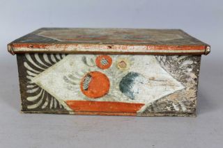 RARE 19TH C PA GERMAN FOLK ART PAINTED FLORAL POMEGRANATE DECORATED DOCUMENT BOX 3