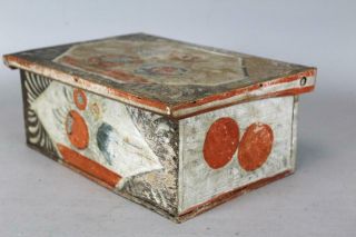 RARE 19TH C PA GERMAN FOLK ART PAINTED FLORAL POMEGRANATE DECORATED DOCUMENT BOX 6