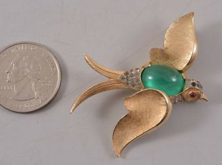 Vintage Crown Trifari Jelly Belly Flying Bird Pin Or Brooch