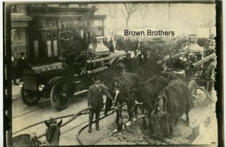 Vintage 1900s York Horse Drawn Steam Pumper Fire Engines Fdny Photo - Bb
