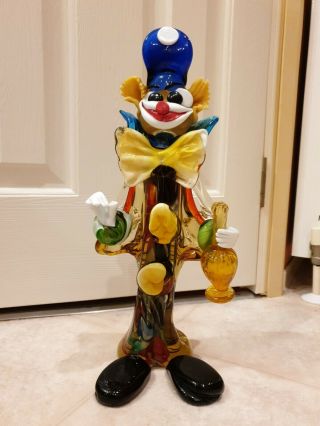Vintage Murano Glass Clown Tall Heavy Hiding Bottle 40cm Tall 3kg Rare Scarce