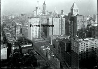 1910s York City Skyline Overhead View Glass Photo Negative 2 - Brown Bros