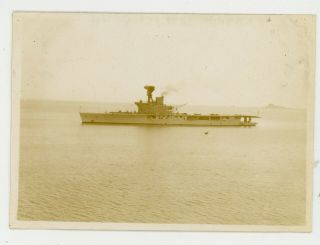 Pre Ww2 China Photograph 1932 Chefoo Harbor British Navy Ship Hms Hermese Yantai