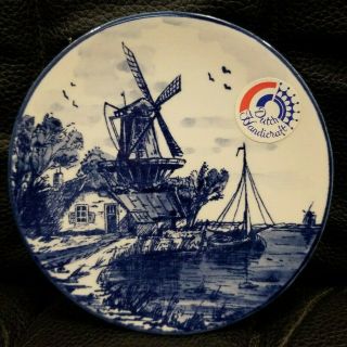 Delft Blue Handpainted Plate Made In Holland Dutch Handicraft Souvenir Mini 4 "