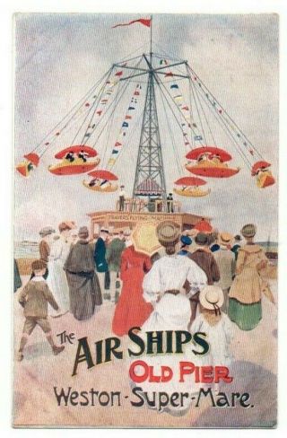 Poster Advert Postcard Air Ships Old Pier Weston Mare Somerset 1909