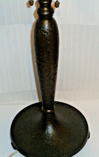 HANDEL PATINATED TABLE LAMP BASE WITH CHIPPED ICE FINISH & 3 SOCKETS 4
