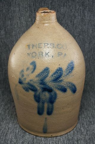 The P.  S.  Co. ,  York,  Pa - Pfaltzgraff 1 Gal.  Decorated Stoneware Advertising Jug