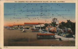 1943 San Diego,  Ca Lindbergh Field And Administration Building California Vintage
