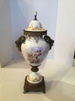 Antique Sevres Hand Painted Porcelain and Bronze Ewer 4