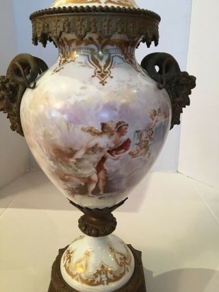 Antique Sevres Hand Painted Porcelain and Bronze Ewer 5