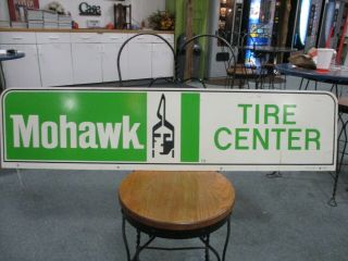 Vintage Mohawk Tires Dss Double Sided Steel Metal Advertising Sign 48x11