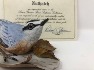 Lenox Porcelain Red Breasted Nuthatch Blue Rust Bird On Tree Bark W/