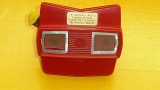 Rare RED Model ' E ' Viewmaster Stereo Stereoscopic Bakelite Viewer.  Made Belgium 3