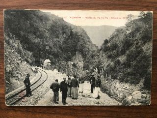 China Old Postcard Chinese European People Railway Yunam Yunnan Pa Ta Ho