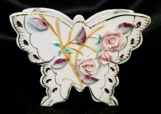 Vintage Lefton Porcelain Butterfly Shaped Vase