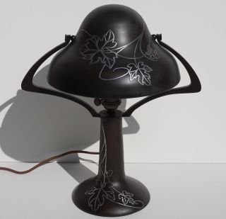 Heintz Bronze Silver Overlay Arts & Crafts Table Lamp 3