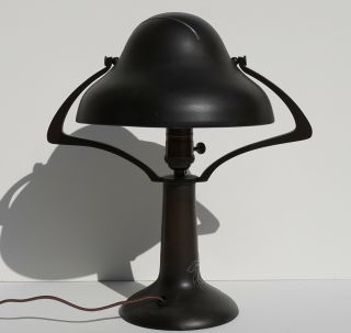 Heintz Bronze Silver Overlay Arts & Crafts Table Lamp 4