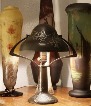 Heintz Bronze Silver Overlay Arts & Crafts Table Lamp 6