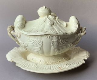 Rare Antique English Creamware Pottery Leeds Tureen